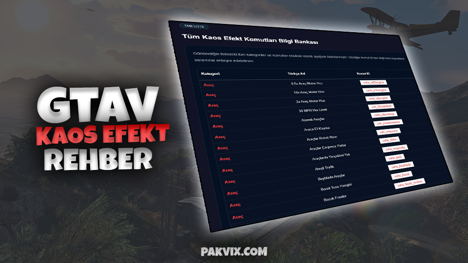GTAV EFEKT KOMUTLARI